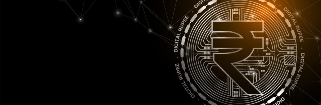 futuristic digital rupee money concept background vector